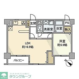 エクレール鴻巣 1LDKの間取図画像