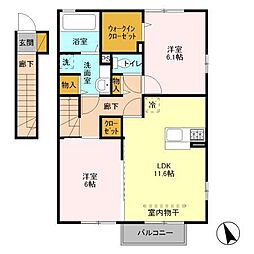 ウィル南町B 2LDKの間取図画像