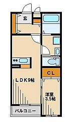 エバレット 1LDKの間取図画像