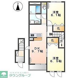 エトワール 2DKの間取図画像