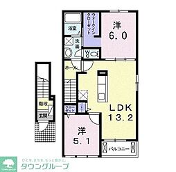 ディアコート1 2LDKの間取図画像