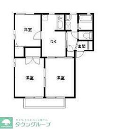 コーポビッグリバーA棟 3DKの間取図画像