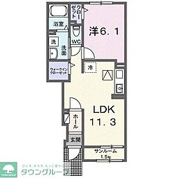 本庄市下野堂3丁目アパート 1LDKの間取図画像