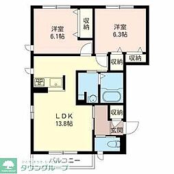 カーサグラシアスC 2LDKの間取図画像