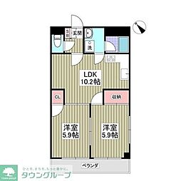 チップインハイツ 2DKの間取図画像