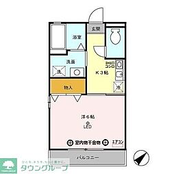 フライハイツラオム 1Kの間取図画像