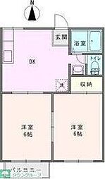 サニータウンB 2DKの間取図画像