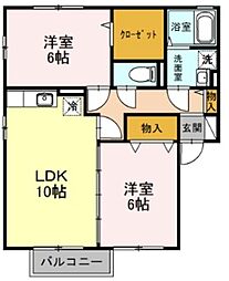 ヴェルジェ・メゾンE 2LDKの間取図画像