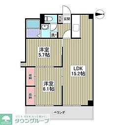 How'sマンション 2DKの間取図画像