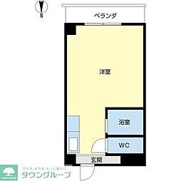 朝日第二ハイツ ワンルームの間取図画像