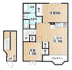 シャン・ド・フルール 2LDKの間取図画像