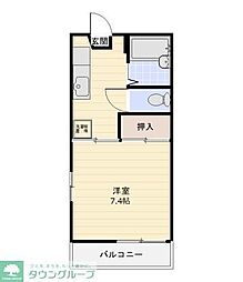 ビーフリーB棟 1Kの間取図画像
