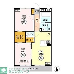 リヴァージュ参番館 2LDKの間取図画像