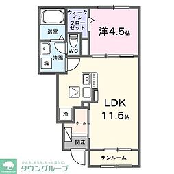 ヒカルサ熊谷箱田サウス 1LDKの間取図画像