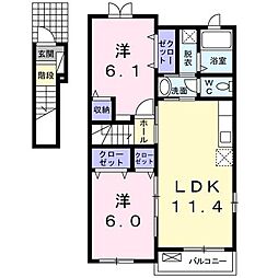 カームリーローレル 2LDKの間取図画像