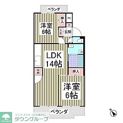 行田ハイツ1号棟 2LDKの間取図画像