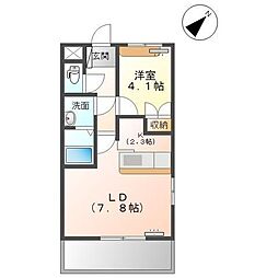 プリンシパル 1LDKの間取図画像