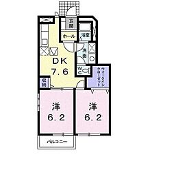 グレイス1 2DKの間取図画像