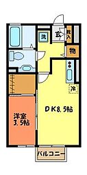 ヴィル・オランジュu 1LDKの間取図画像