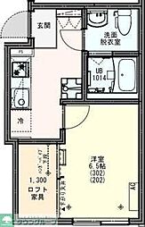 八王子市寺町アパート 1Kの間取図画像