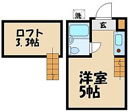 アップルハウスかすみ 1Kの間取図画像