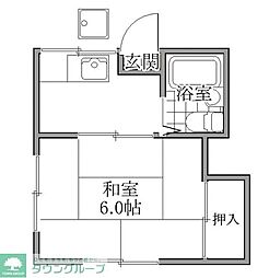 めじろハイツ 1Kの間取図画像