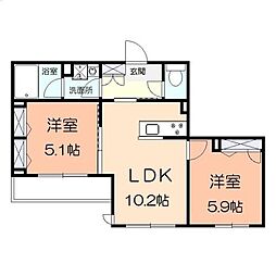 クオリスタタナ 2LDKの間取図画像