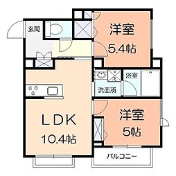 クオリスタタナ 2LDKの間取図画像