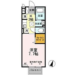 ヴェルデ2 1Kの間取図画像