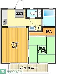 メゾン小山 2Kの間取図画像