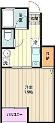 ティアナD 1Kの間取図画像