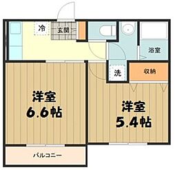 プリマヴェーラ狭間 2Kの間取図画像