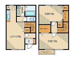 ゴールドクレストB 2LDKの間取図画像