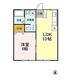 シティハイムメイプル 1LDKの間取図画像