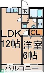 屋城ハイムA 1LDKの間取図画像