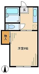 ハイムコーヤ3 2階1Kの間取り