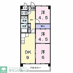 ファミーユ旭 3階3DKの間取り