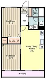 ＣＡＳＡ　ＭＧ−1 1階2LDKの間取り