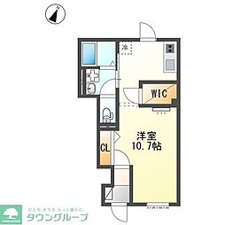パレス北野 1階ワンルームの間取り
