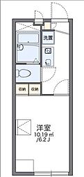 レオパレスハピネス 1階1Kの間取り