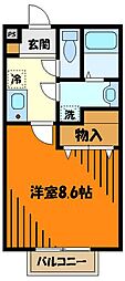 アムール七国 2階1Kの間取り