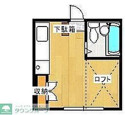 高尾シティコーポ 1階ワンルームの間取り