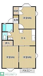 ドミール立川II 2階3DKの間取り