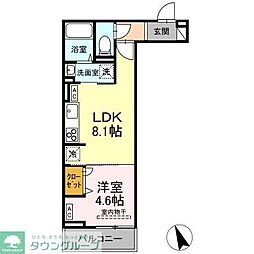 Asset-Court立川富士見町B 2階1LDKの間取り