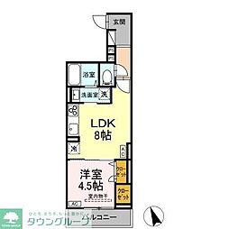 Asset-Court立川富士見町B 2階1LDKの間取り