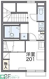 レオパレスアイビーコート8II 2階1Kの間取り