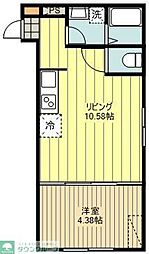 グランディール羽村 2階1LDKの間取り
