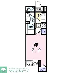 プラシード　カメリア 2階1Kの間取り