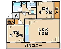 松が谷団地6 1階2LDKの間取り