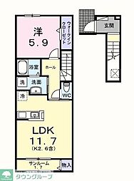 エール　トロワ 2階1LDKの間取り